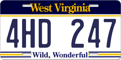 WV license plate 4HD247