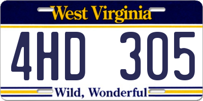 WV license plate 4HD305