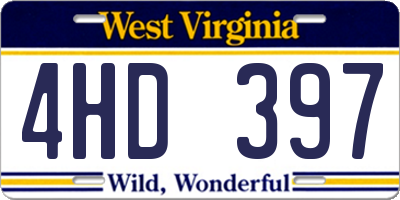 WV license plate 4HD397