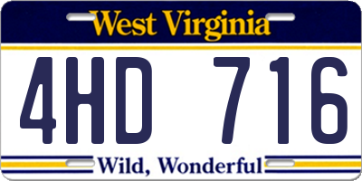 WV license plate 4HD716