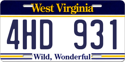 WV license plate 4HD931