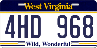 WV license plate 4HD968