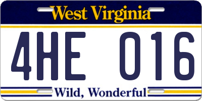 WV license plate 4HE016
