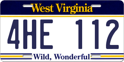 WV license plate 4HE112