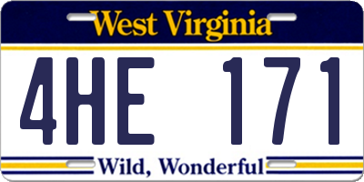 WV license plate 4HE171