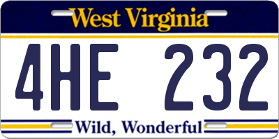 WV license plate 4HE232