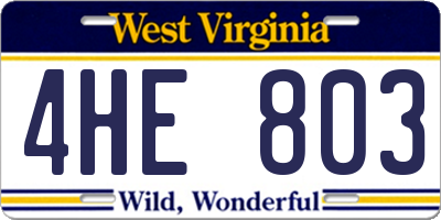 WV license plate 4HE803