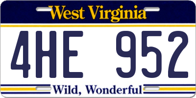 WV license plate 4HE952