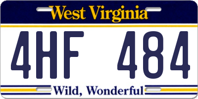 WV license plate 4HF484