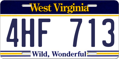 WV license plate 4HF713