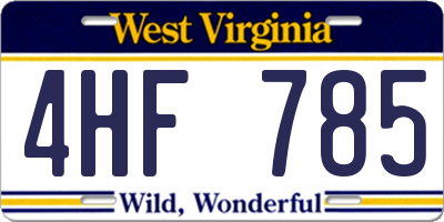 WV license plate 4HF785