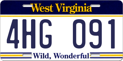 WV license plate 4HG091