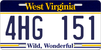 WV license plate 4HG151