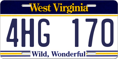 WV license plate 4HG170