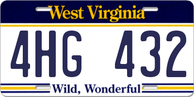 WV license plate 4HG432