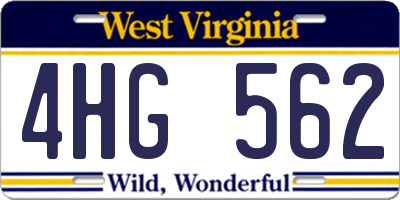 WV license plate 4HG562