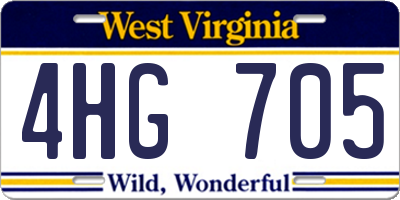 WV license plate 4HG705