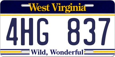 WV license plate 4HG837