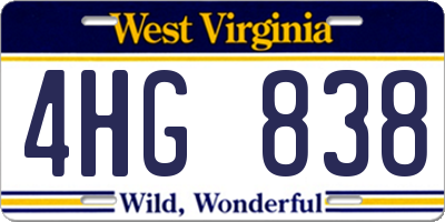 WV license plate 4HG838