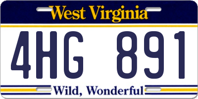 WV license plate 4HG891
