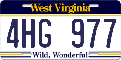 WV license plate 4HG977