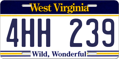 WV license plate 4HH239