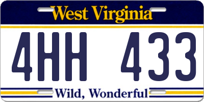 WV license plate 4HH433