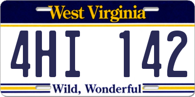WV license plate 4HI142