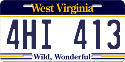 WV license plate 4HI413