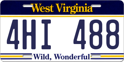 WV license plate 4HI488