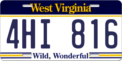 WV license plate 4HI816