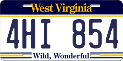 WV license plate 4HI854
