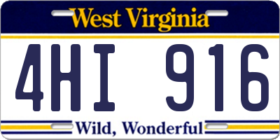 WV license plate 4HI916