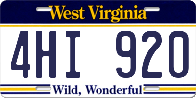 WV license plate 4HI920