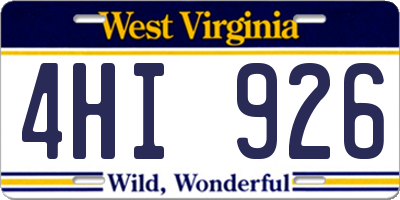 WV license plate 4HI926