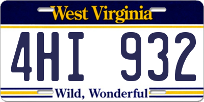 WV license plate 4HI932