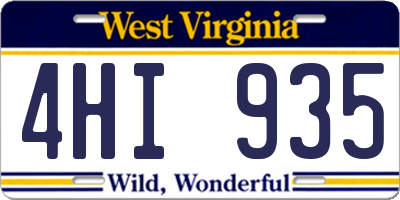 WV license plate 4HI935