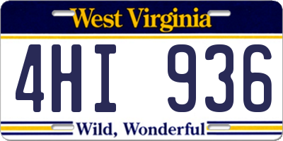 WV license plate 4HI936