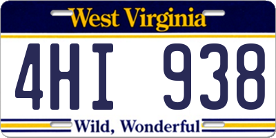 WV license plate 4HI938