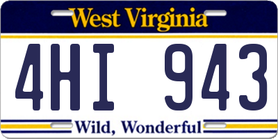 WV license plate 4HI943