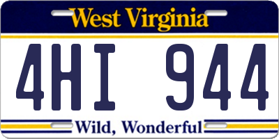 WV license plate 4HI944