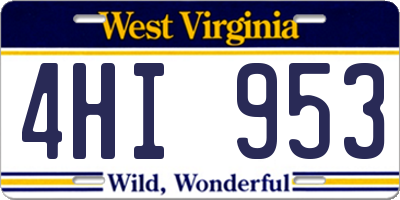 WV license plate 4HI953