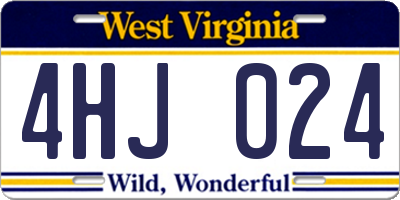 WV license plate 4HJ024