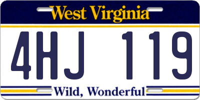 WV license plate 4HJ119