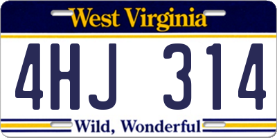 WV license plate 4HJ314