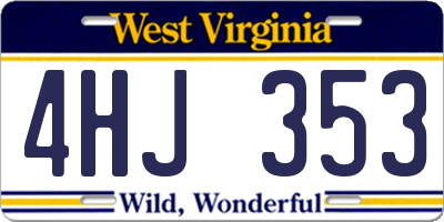 WV license plate 4HJ353
