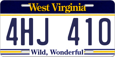 WV license plate 4HJ410