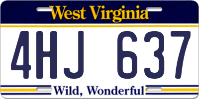 WV license plate 4HJ637