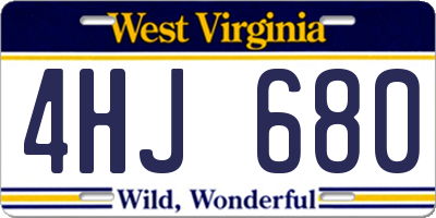 WV license plate 4HJ680