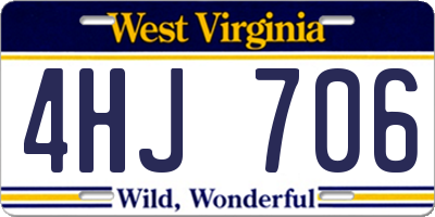 WV license plate 4HJ706